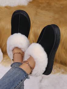 Thick Sole Short Ankle Snow Boots, Platform Flat Short Ankle Winter Warm Plush Lined Women Shoes