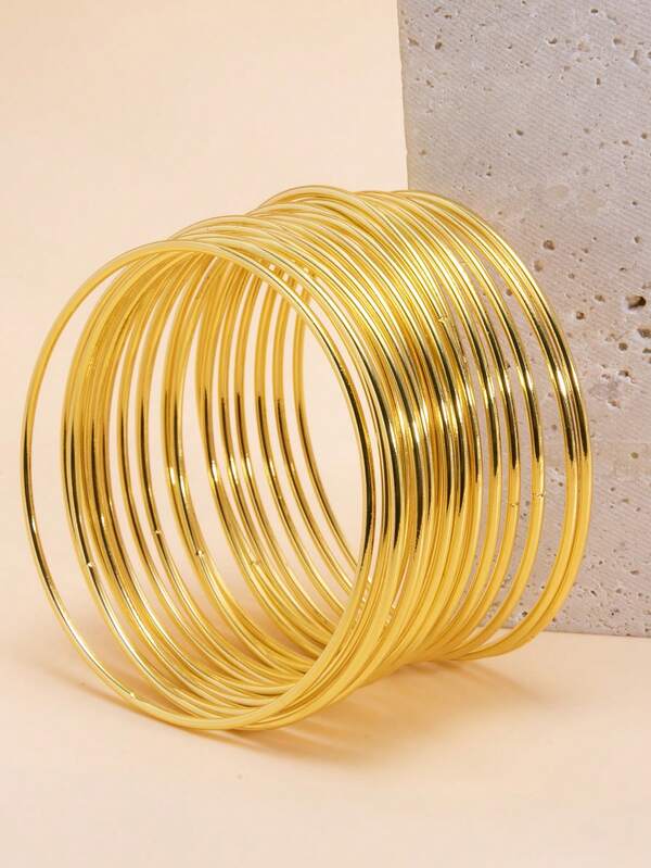 20pcs Minimalist Elegant Versatile Round Thin Bangle Bracelets For Girl
