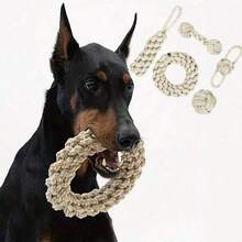 Strapazierfähiges Seil Hundespielzeug - Verdrehter Ringdesign für Zahnreinigung & Spielspaß, ideal für mittelgroße bis große Rassen, sortierte Farben, Hundespielzeug für aggressive Kauer