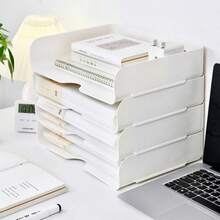 1pc Stackable Desktop File Storage Box, A4 Paper Office Drawer Organizer, Student Stationery & Miscellaneous Holder