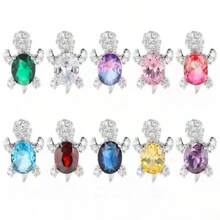 2pcs/16pcs Fashion Women Earrings - Cute Lightweight Luxury Synthetic Cubic Zirconia Turtle Design - Available In Various Colors - Suitable For Daily And Party Wear - Perfect Gift For Valentine's Day - Turtle - View 1