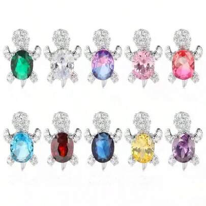 2pcs/16pcs Fashion Women Earrings - Cute Lightweight Luxury Synthetic Cubic Zirconia Turtle Design - Available In Various Colors - Suitable For Daily And Party Wear - Perfect Gift For Valentine's Day