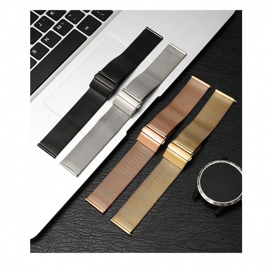 Upgraded Double-Ring Buckle 14mm/16mm/18mm/20mm/22mm Universal Strap Quick Release Strap Stainless Steel Strap Metal Chain Strap General Watch Strap (Comes With Disassembly Tools As A Gift)