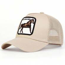 1Piece Men Horse Embroidered Baseball Cap Mesh Hat Outdoor Adjustable Sunscreen Leisure Hat Spring Autumn Travel Tourism Beach Vacation - 彩色 - 查看 10