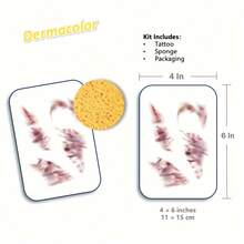 Realistic Temporary Tattoo - Fake Blood Wound Tattoo, Waterproof And Long-Lasting, Easy To Apply And Remove, Suitable For Halloween, Role Play, Training, Theme Parties - Realistic Cuts, Scratches, And Stitching Effects - Unisex - Scary Makeup, Realistic Tattoo Appearance, Blood Injury Cuts Scratches Stitching Design, CSD029 - Perfect For Theme Events And Casual Outfits, Large Temporary Tattoo, Women's Adhesive Tattoo, Temporary Tattoo Sticker, Fake Tattoo Sleeves - CSD029 - 查看 3