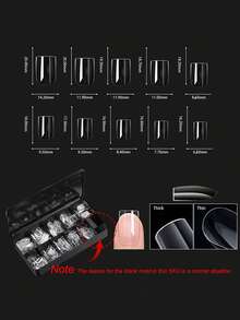 250/500/600 片软凝胶假指甲片透明自然雕刻细高跟/棺材/杏仁/方形假指甲全覆盖指甲片优质按压式指甲适合女士女孩家庭美甲沙龙延长 DIY 美甲用品 - 無色 - 查看 15