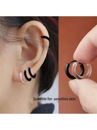 1 Pair Minimalist Small Resin Ear Plugs, Available In 2pcs/4pcs Set (Hypoallergenic)