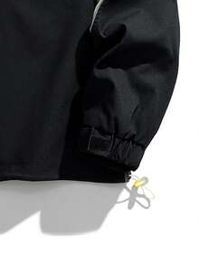 Men's Autumn Letter Graphic Contrast Color Drawstring Hooded Jacket