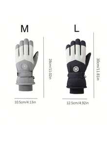 冬季滑雪手套，保暖防风骑行手套，户外经典加厚保暖防寒防风防水骑行登山手套 - 彩色 - 查看 2