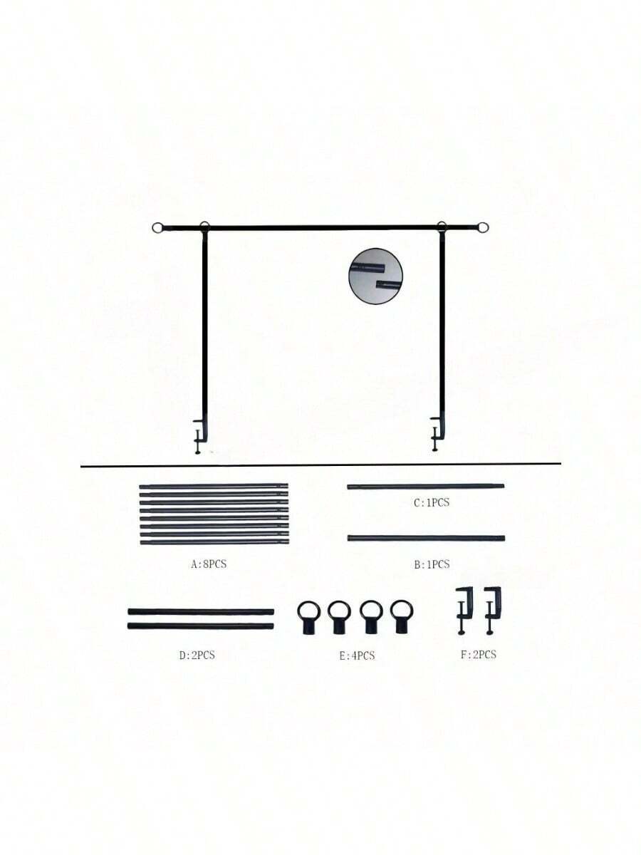 带夹子的桌上杆支架，长度 46-82 英寸，可调节金属气球花拱门支架，用于派对、生日、婚礼、万圣节、圣诞节的装饰拱门，黑色 - 黑色 - 查看 1