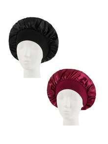 1 pieza/2 piezas/3 piezas Gorro de satén de borde ancho y alta elasticidad para mujeres, belleza, cuidado del cabello, posparto, quimioterapia