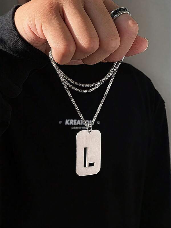 1 قلادة من الفولاذ المقاوم للصدأ بطراز بانك للرجال، قلادة حرف رأسي مُخصص من الأبجدية الإنجليزية من A إلى Z، قلادة بقلاب مربع، قلادة سلسلة كنزة صوفية للطلاب، هدية عيد الميلاد، هدية عيد الفصح، هدية عطلة، إكسسوار، ملابس مكتبية، موضة، طراز بانك، إكسسوارات كاجوال، إكسسوارات أعمال لحفلات الاحتفال والزفاف