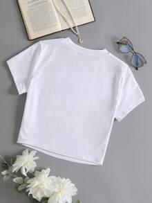 Crop top Camiseta corta  Mujer Manga Corta estampada grafico cerezas cherrys  diseño moderno juvenil Cuello Redondo Estilo Moderno Casual - Blanco - Ver 3