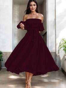 Women Midi Dresses - Vino - View 1