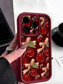 WeiMi 1 chiếc ốp lưng điện thoại bằng TPU mềm chống sốc, chống trượt, họa tiết nơ anh đào, tương thích với Samsung/Apple 16/16 Plus/16 Pro/16 Pro Max - Nhiều màu - Xem 4