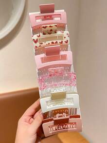 5/10pcs Multi-Color Fashion Square Hair Clips, Suitable Gift For Cute Girls, Applicable For Casual Daily Wear, Suitable For All Seasons - Hair Claws, Hair Clips, Hair Catching Clips, Women's Holiday Decorative Hair Accessories, Suitable For Daily Outings, Leisure, Parties, Commuting, Vacation, Hairstyling, Face Washing, Makeup, Matching Clothes, Hair Accessories, Beach Holiday Style Hair Clips - Multicolor - View 4