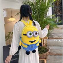 Cute Minions Doll Backpack, Big-Eyed Cartoon Bag For Kids Teens, Soft Comfortable Material Lightweight School Travel Bag, Birthday Gift Idea Fashion Shoulder Backpack With Adjustable Straps - Multicolor - View 1