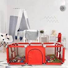 Corralito Bebe Con Vallas Para Bebé Plegable Corral, Rojo - Rojo - Ver 4