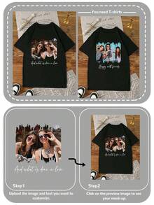 Maßgeschneidertes Damen Große Größen T-Shirt, Team Building Benutzerdefiniert, Laden Sie Ihr Foto/PNG/Gruppenfoto hoch, Damen Große Größen Rundhals Loose Sporty T-Shirt, Bedrucktes Damen T-Shirt, Damen Schwarzes Top, Halloween Geschenk, Weihnachten, Herbst Top, Valentinstag Geschenk, Geburtstags Geschenk, Geschenk für beste Freundin, Herbst Damen Top, Bestie Benutzerdefiniert, Damen Große Größen Einfarbiges Schwarzes Top - Schwarz - Übersicht 4