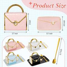 4 Sets Coffee Mug Handbag Shaped Ceramic Tea Cup With Saucer Spoon 10 Oz 310 Ml Purse Gift Mug For Office Home Coffee Tea Hot Chocolate Cappuccino Classic - bluepinkblackandwhite - View 2