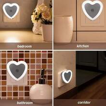 US/EU Plug LED Night Light With Dusk To Dawn Sensor, Heart Shaped Sensor Night Light, Suitable For Bedroom, Kitchen, Stairs, Hallway And Garden