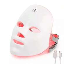 7-Color LED Light Mask - Rechargeable, USB-Powered With 400mAh Lithium Battery, Fragrance-Free, White - Ideal For Skin Care & Beauty Regimens, Light For Face - White - View 7