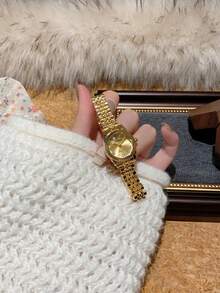 1 件女士手链表，时尚风格小号金色方形石英表，时尚简约，适合日常佩戴 - 金色 - 查看 7