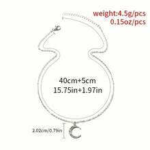 1 Piece Women Pendant Necklace Casual And Fashionable Moon Pendant Necklace For Daily Wear - 銀色 - 查看 5
