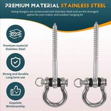 2pcs/Set Of Permanent Rust Proof 304 Stainless Steel Screw Bracket Heavy-Duty 180 ° Swing Hook, Park Yoga Hammock Rope Tire Mesh Chair Sandbag Punching Bag Porch Swing Set