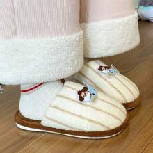 Niedliche Plüsch-Schleifen-Hausschuhe, warme Damen-Hausschuhe für Zuhause, rosa flache Schuhe, Hausschuhe, Winterschuhe, Damen-Flachschuhe, Halloween-Hausschuhe, Weihnachts-Hausschuhe