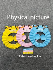 1pc/2pcs Random Style & Color Baby Shampoo Cap, EVA Soft Material Ear Protection Adjustable Infant Toddler Kids Bathing Shower Hair Washing Hat, Bathroom Accessories