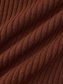 秋冬女款纯色可爱Y2K高领长袖休闲毛衣，适合返校、秋季、圣诞节、情人节等场合，棕色 - 棕色 - 查看 4