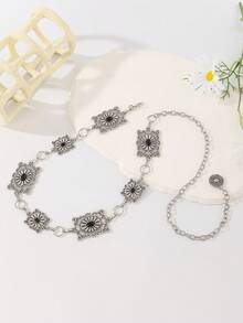 1pc Women's Rhinestone Embellished Casual Belt, Fashion Versatile Full Crystal Studded Leather Belt Decor For Dress, Jeans, Beach, Cartoon, Starry Print, Suitable For Spring, Summer, Autumn, Winter