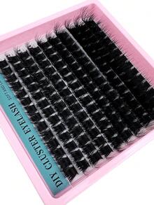 200pcs/180pcs/160pcs/140pcs/120pcs 8D Luxury Fluffy DIY Cluster Lashes - 14-20mm Mixed Length Eyelash Extension 0.07mm Russian D Curl Thick And Reusable Dramatic Lashes For Beginners Easy To Use - 10 Rows (60D/80D/100D/120D/160D/200D Variety Pack) - D - 查看 6