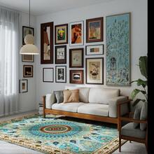 Vintage Floral Area Rugs For Living Room Bedroom, Soft Washable Printed Rug For Living Room Indoor Non Slip Stain Resistant Carpet For Dining Room Boho Rug For Home Decor Aesthetic - 藍色 - 查看 6