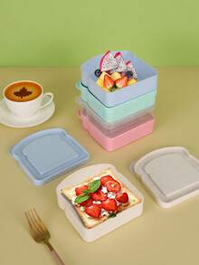 1PC/4PCSHộp cơm bento, Hộp đựng bánh mì sandwich, Hộp đựng thức ăn trưa bằng nhựa hình bánh mì nướng, Hộp đựng bánh mì sandwich có nắp, Có thể tái sử dụng, Dùng được trong lò vi sóng và máy rửa chén, Thích hợp cho gia đình hoặc người lớn, Đồ dùng nhà bếp, Hình dạng dễ thương và nhiều màu sắc, Thích hợp cho các bữa tiệc và dã ngoại ngoài trời - Nhiều màu - Xem 2