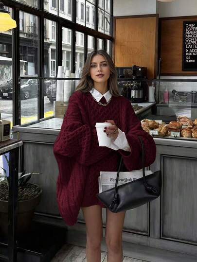 Autumn/Winter New Loose Street Casual Elegant Twist Knitted Long Sleeve Crew Neck Sweater For Women, Casual Women Outfits, Modest Women Tops, Outfits For Women, Tops, Elegant Women Tops, Streetwear Women, Teacher Outfits, Winter, Thanksgiving, Fall Women Clothes, Back To School Clothes, Party Outfit Women, Y2K Clothes Women, Tops For Going Out, Concert Outfit Women, Winter Clothes Women, Country Outfits Women