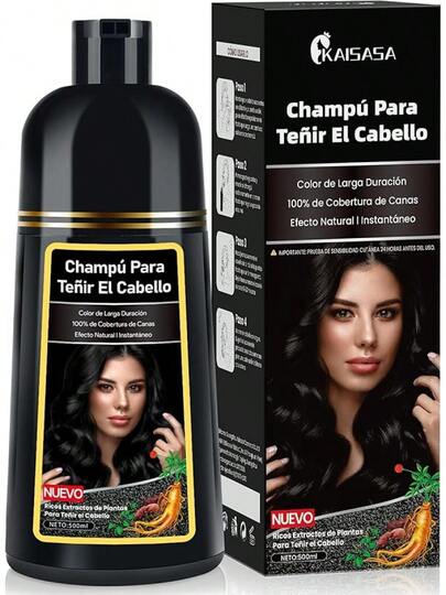 Chestnut Brown Hair Dye Shampoo,Tinte Cubre Canas - Shampoo Con Tinte Para El Cabello, Cobertura De Canas Con Ingredientes Herbales, Sin Amoníaco, Coloración Duradera Efecto Instantáneo (Marrón, 500ml)