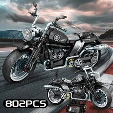 Modelo de bloques de construcción de motocicleta clásica de alta tecnología, juguete de ladrillos de carreras de ciudad de moto para decoración de escritorio de adultos, regalo de Navidad - Multicolor - Ver 7