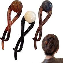 Nuevo Pinzas para El Pelo, 3 Piezas de Perlas Clip, Hair Clips, Clip de Plátano, Elegantes Pinzas para el Pelo de Moda, Accesorios para el Cabello de Moda para Mujeres y Niñas (Marrón) - color 3 - Ver 1