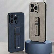 仿皮纹理手机壳，带多功能支架，防震手机壳 - 藏蓝色 - 查看 4