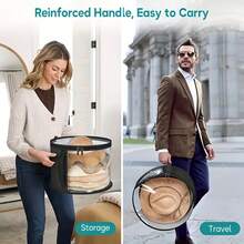 2Pcs Transparent Portable Foldable Hat Storage Box - Holds Oversized Cowboy Hats, Sun Hats And Baseball Caps - Portable With Handle, Easy To Store And Organize, Portable Hat Storage Box | Visible Contents Storage, Hand Wash - Holds 7 Oversized Hats