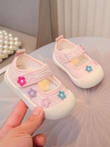 Zapatos de lona con estampado floral para niñas pequeñas, nuevos tenis de suela blanda y transpirables antideslizantes para primavera/otoño