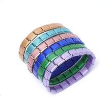 1pc Matte Stainless Steel Italian Modular Bracelet, Elastic Strap Bangle, Simple & Fashionable Daily Wear, Silver Charm Bracelet, Suitable For Women Gatherings And Unisex - Color Module - View 4