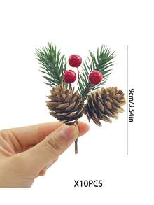 Christmas Floral Picks, Artificial Christmas Picks , Pine Cone Holly Berry Stems For Crafts, Artificial Christmas Picks And Sprays, Red Berry Branches Greenery For Christmas Home Decor, Garland, Wreath ,Christmas Decorations Room Decor