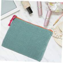 Ins-Style Simple Purple Checkered Cute Girlish Portable Storage Bag, Which Can Be Used As A Makeup Bag, Toiletry Bag Or Clutch.