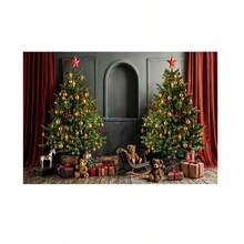 Horizontal Photographic Background For Photo Shoots Sublimated Fabric 3D Fireplace Garland Realistic Christmas Scene 2.20x1.50cm - FF-3254 - 查看 1