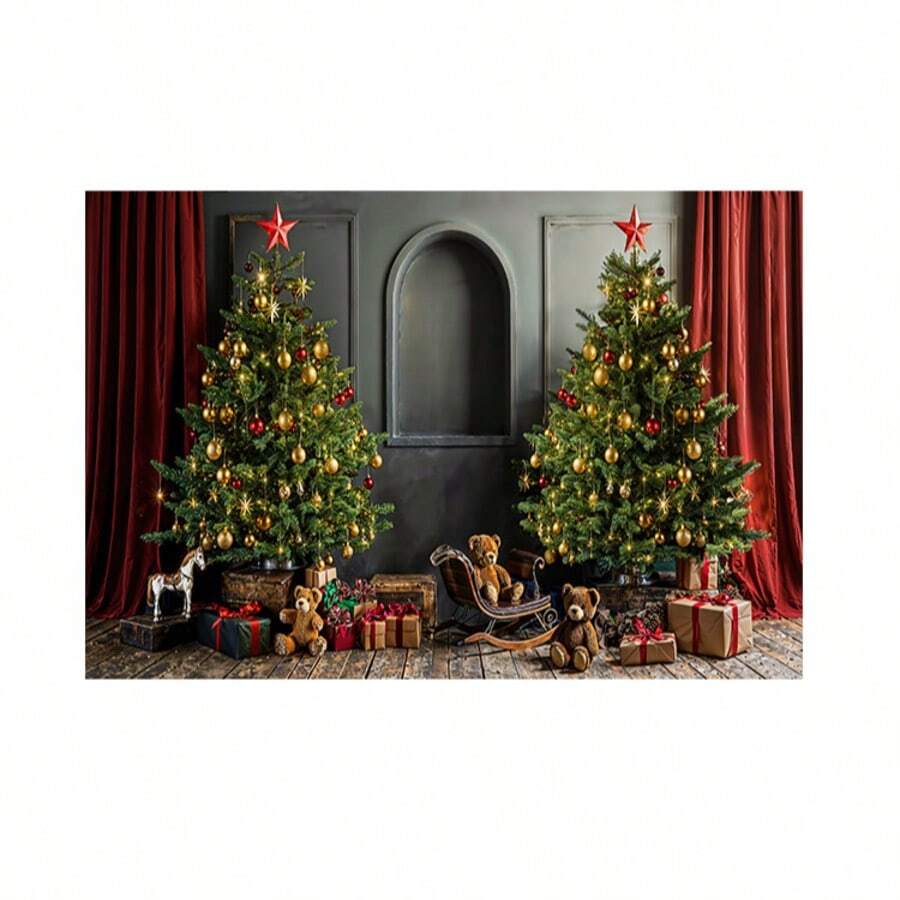 Horizontal Photographic Background For Photo Shoots Sublimated Fabric 3D Fireplace Garland Realistic Christmas Scene 2.20x1.50cm - FF-3254 - 查看 1