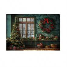 Horizontal Photographic Background For Photo Shoots Sublimated Fabric 3D Fireplace Garland Realistic Christmas Scene 2.20x1.50cm - FF-3262 - 查看 1