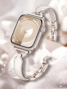 1pc Luxury Glitter Stainless Steel Jewelry Clasp Narrow Bracelet Band Compatible With Apple Watch Ultra 3/2/1, SE, Series 9/8/7/6/5/4/3/2/1, Fashionable Summer New Arrival